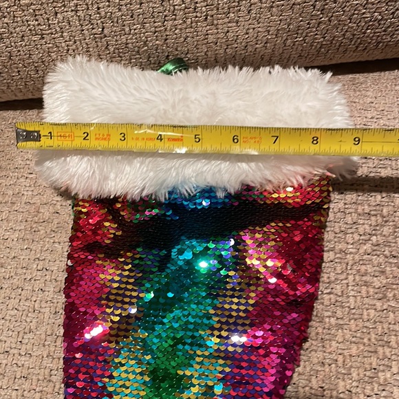 Christmas Stocking Mermaid Sequined Very Colorful Measurements 22” x 9” - Picture 8 of 8